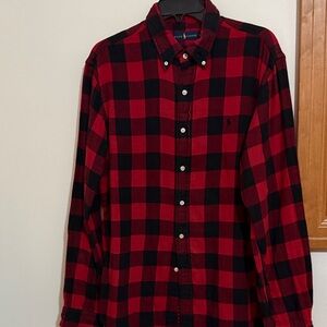 Ralph Lauren Red and Black Plaid Men's Shirt